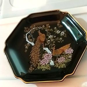 VTG 🎁 Otagiri Black Peacock & Flower Plate